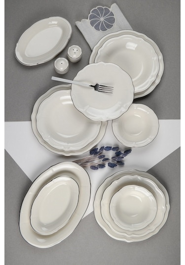Porser Platin Yaldız Fulya Yemek Takımı 12 Kişilik 53 Parça Fly53ykprs1083 Çok Renkli