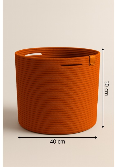 Camatschua Dekoratif Hasır 40 30 Cm Halat Sepet Çok Amaçlı Saklama & Düzenleme Sepeti Turuncu