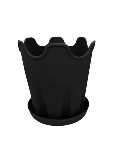 Pazly Tabanlı Suntek Siyah Silikon Saksı - Bitki Ve Çiçekler İçin
