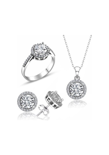 Sertifikalı Swarovski Özel Modeli Tektaş 925 Gümüş Set Takım