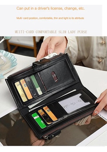 Kadın Cüzdanı Düz High-end Çok Kartlı Bozuk Para Çantası - Mavi