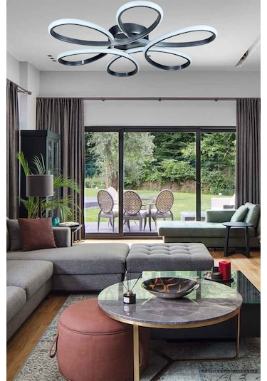 Sedef Gri Renk Yatak Odası Salon Gün Işığı Ve Beyaz Led Avize GRİ RENK