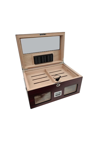 Falconetti Rc59kr Bordo 2 Katlı Camlı Dijital Humidor Puro Kutusu