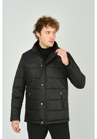 Daynax Erkek Hakim Yaka Çıtçıt Ve Fermuar Kapamalı Uzun Kaban 2500 Siyah Siyah