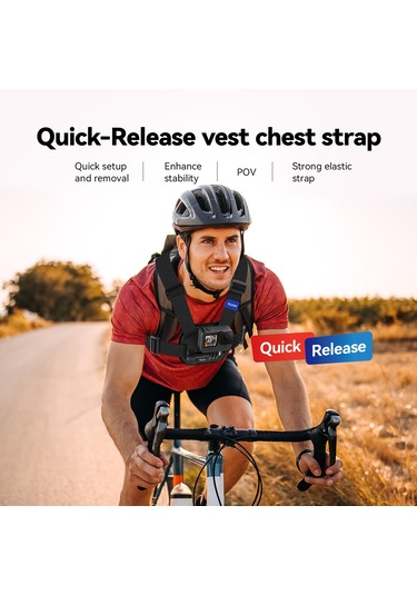 Geeroyoo Telesın S2-cgp-01 Spor Kamerası Hızlı Çıkarılabilir Göğüs Kayışı, Siyah Siyah