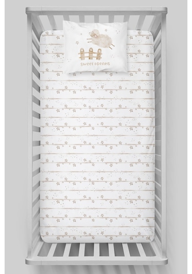 Organik Bebek Boy Lastikli Çarşaf Seti 70x130 - Mışıl Mışıl Kuzucuk