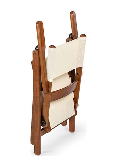 Atina Pvc Katlanır Sandalye - 2 Kademeli Bahçe, Balkon Sandalye Ceviz