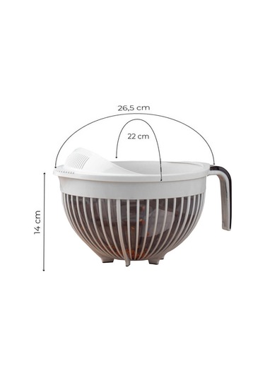 Porsima 3132 Linea 2 li Çok Amaçlı Kapaklı Karıştırma Mikser Kabı Pirinç Süzgeci - Beyaz