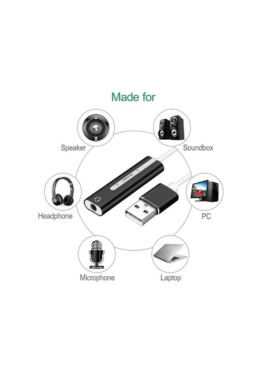 Usb A Erkek To 3.5mm Dişi Jack Harici Ses Kartı 7.1 Aux Çevirici
