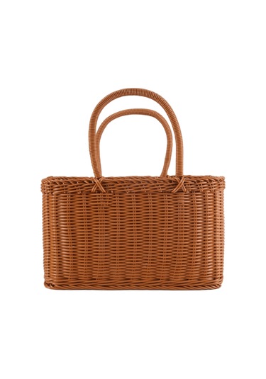 Xiaaokeji Ana Sayfa Alışveriş Sepeti El Sebze Sepeti Dekor Dokuma Rattan Çanta Kahverengi