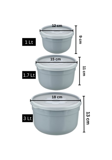 3'lü Hava Geçirmez Saklama Kabı - Krem Krem