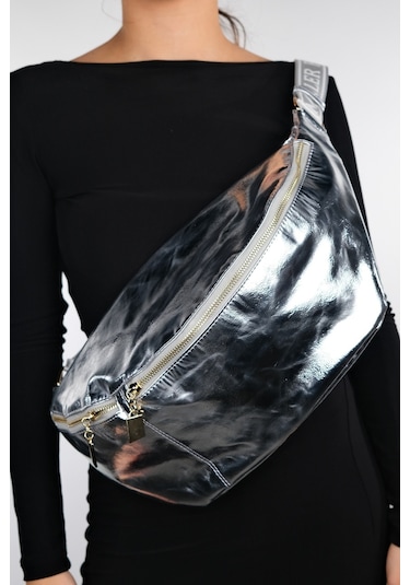 Luvishoes Venta Gümüş Kadın Büyük Bel Çantası Gümüş