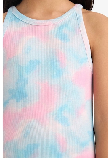 DeFacto Kız Çocuk Batik Desenli Fitilli Kaşkorse Kolsuz Yazlık Elbise B4489A825SMPN4