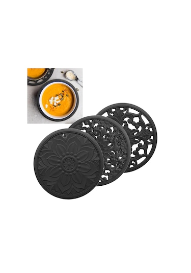 Suntek Magideal 3/set Isı Yalıtımlı Silikon Sıcak Pedler Tezgah Siyah