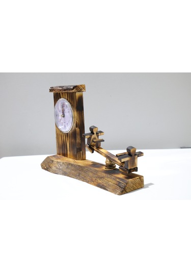 Ahşap Tahterevallili Masa Saati - El Yapımı Nostaljik Tasarım Ahşap