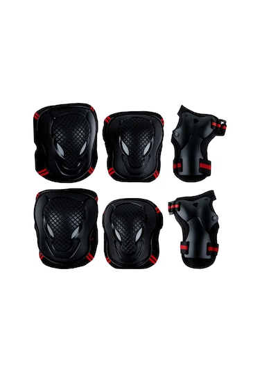 Geeksen Erkek Kadın Outdoor Spor Koruyucu Seti: 2 Dirsek 2 Diz 2 Bileklik - Ergonomik, Dayanıklı, Soluklu Kırmızı Nt-re-l Kırmızı