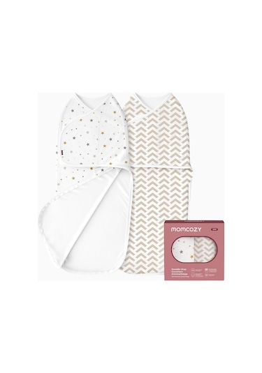 Momcozy Bebek Kundağı 0-3 Ay Bambu Viskon 2 Li Set Kundak Geometry Stars