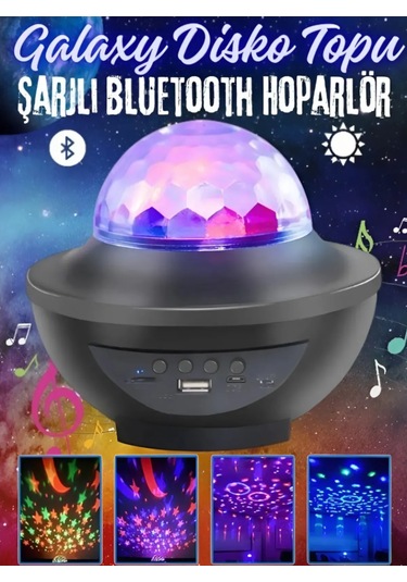 Şarjlı Bluetooth Hoparlör Parti Led Lambası Yıldızlı Projeksiyon