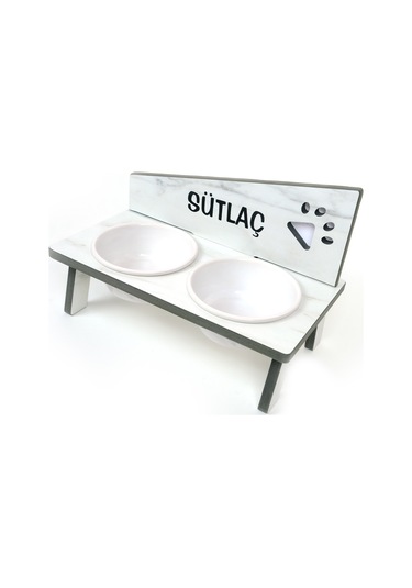 Realwood Suya Dayanıklı Seramik Kaseli İsimli Kedi Köpek Mama Kabı Stantı