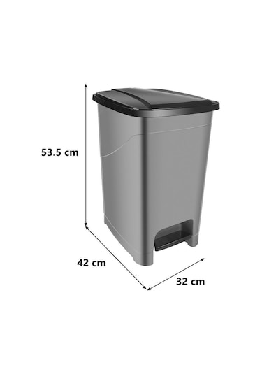 Omnipazar Srl-3030 Slim Pedallı Plastik Çöp Kovası İç Kovalı 40 Lt Antrasit