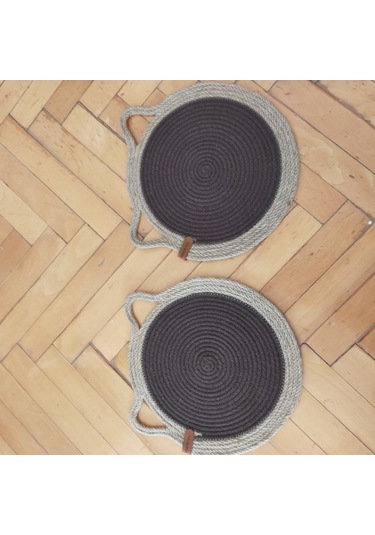 Kahverengi Kedi Evcil Hayvan Mama Paspası / Pamuk Ip Hasır Kedi M