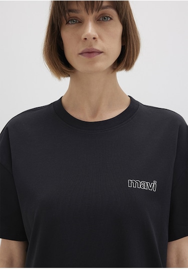 Mavi - Mavi Logo Baskılı Siyah Tişört 1611309-900 Siyah