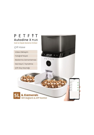 Petfit Autodine X Plus 5l Wi-fi Kameralı Çift Kase Akıllı Otomatik Kedi Köpek Mama Kabı Besleme Ünitesi Sesli Komut+çelik Kase+app Kontrol Petfit Autodine X Plus 5l Wi-fi Kameralı Çift Kase Akıllı Otomatik Kedi Köpek Mama Kabı Besleme Ünitesi Sesli Komut+çelik Kase+app Kontrol
