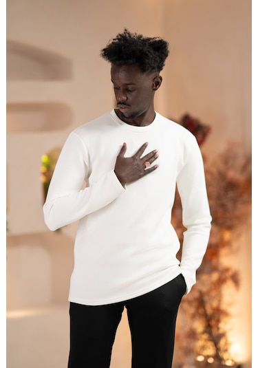Paul Martin Modal Esnek Kumaş Regular Fit Mevsimlik Sweatshirt Beyaz