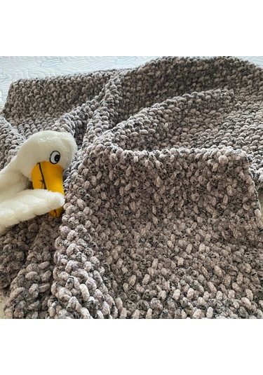 Bebek Battaniyesi Kahve Bej Kadife Kırçıllı 100 X 92Cm Kahverengi