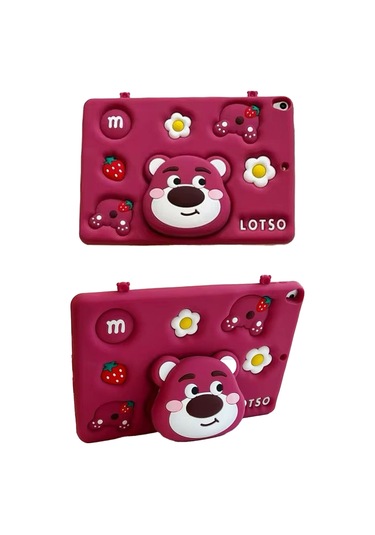 Apple Ipad 8. Ve 9. Nesil 10.2 Inç 2020 / 2021 Uyumlu Kedi Kılıf Standlı Eğlenceli Koruma Kırmızı