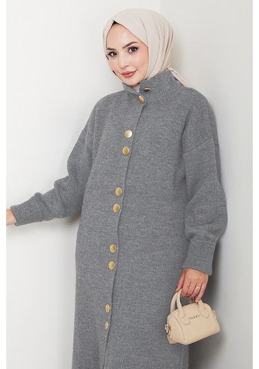 Reha Düğmeli Triko Hırka 1603 - Gri Gri