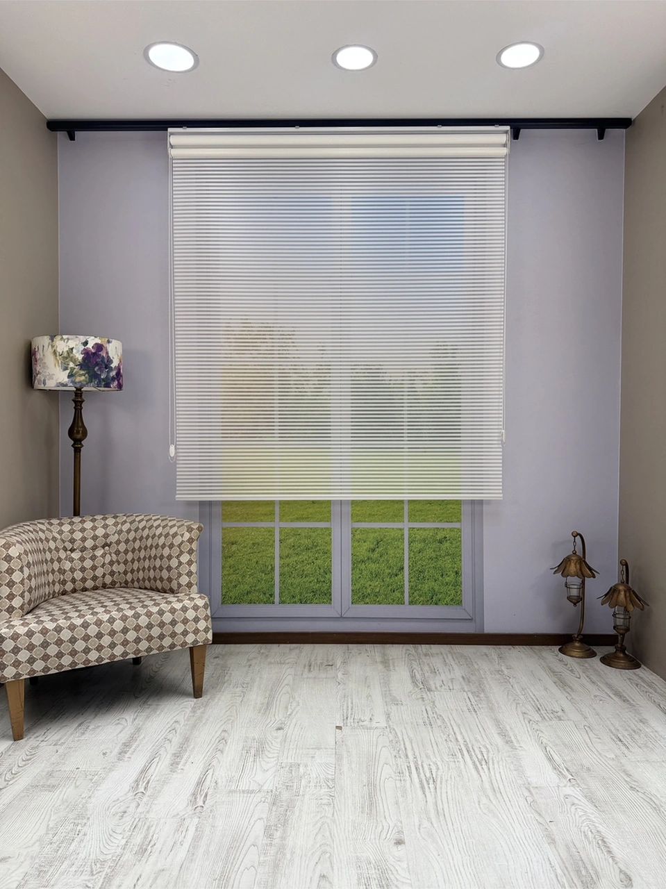 Luna Serisi Beyaz Tül Beyaz Stor Perde Işık Kontrollü, Çift Mekanizmalı, Kolay Montaj Beyaz