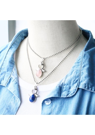 Kadın Melek Kanatları Kolye Doğal Kristal Taş Kolye Turkuaz Çok Renkli