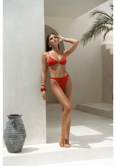 Bagus Kalın Bantlı Brezilyan Kırmızı -bikini Altı Kırmızı