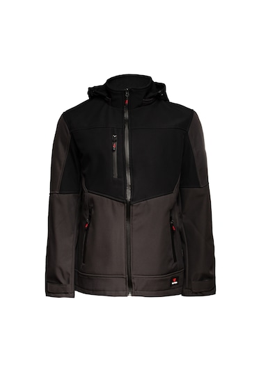 Softshell Kapşonlu Parçalı Mont Füme