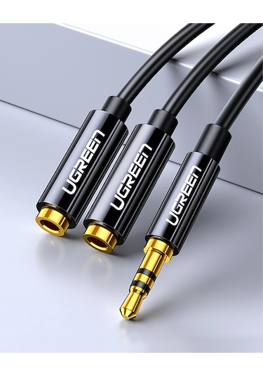 Ugreen 3.5mm 2'li Aux Kulaklık Çoklayıcı, Siyah, 20816
