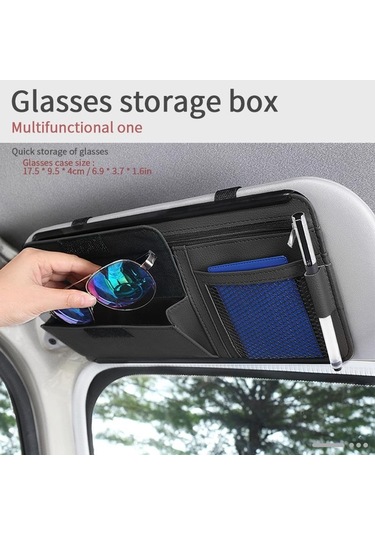 Bej Araba Organizatör Güneşlik Depolama Araba Güneşlik Klip Deri Saklama Kutusu Kalem Kart Bilet Güneş Gözlüğü Klip Çanta Araba Aksesuarları