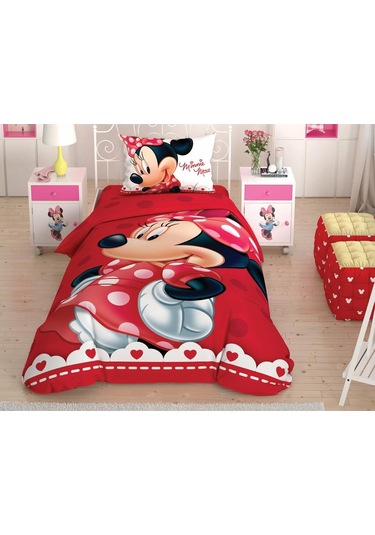 Taç Lisanslı Nevresim Takımı Minnie Lovely Glitter Tek Kişilik (492265414)