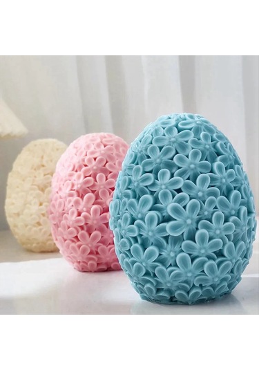 Sointeresting Oyma Çiçek Yumurta Silikon Mum Kalıbı Catharanthus Top Sabun Reçine Alçı Kalıp Çikolatalı Kek, S Beyaz
