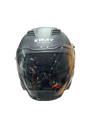 Sway SW-766 Güneş Vizörlü Açık Motosiklet Kaskı Mat Siyah