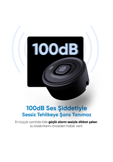 Şımart Akıllı Su Kaçağı Dedektörü Problu, 100db Alarm Sesli, Uygulama Bildirimli Siyah