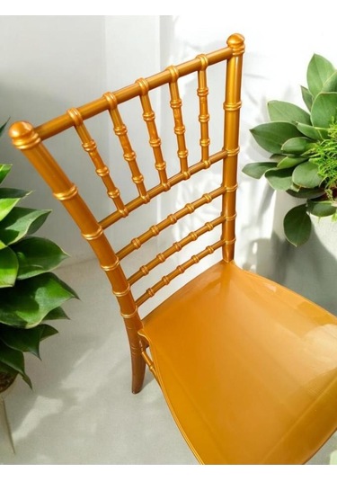 4 Adet Tifany Düğün Organizasyon Bahçe Ve Mutfak Sandalyesi Gold Gold