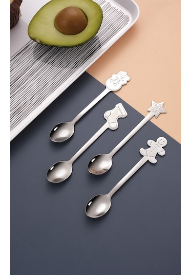 Aubyhe Noel Temalı 304 Paslanmaz Çelik Kahve Kaşığı, Ev/ofis/kafe Kullanıma Uygun, Hediye Paketli, Yıkama Makinesine Uygun, Ayna Parlaklığı Diğer