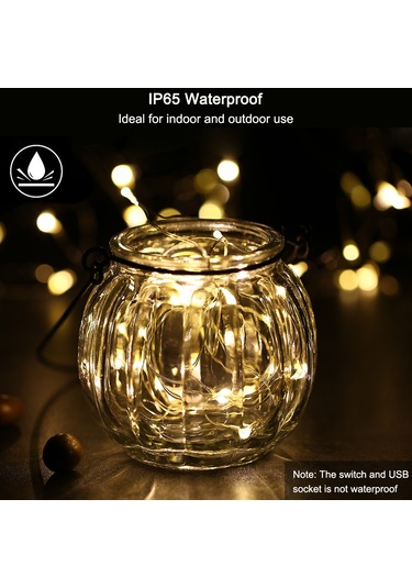 Qingmipy 12m 120 Led Usb Fairy Işıkları - Ip65 Su Geçirmez Sıcak Beyaz İç/dış Mekan Dekorasyonu Beyaz