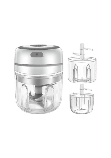 Homewe Elektrikli Sarımsak Doğrayıcı, Mini Sarımsak Doğrayıcı Taşınabilir Kablosuz Gıda İşlemcisi, Sarımsak Ezici Kıyma Makinesi Kırıcı, Küçük Gıda Öğütücü - Beyaz Siyah