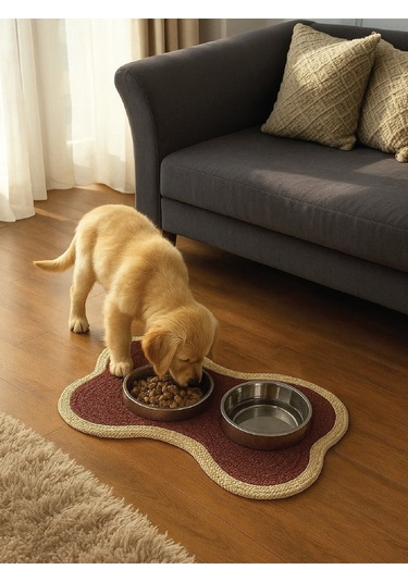 Kedi, Köpek Evcil Hayvan Mama Matı, Paspası - Bordo