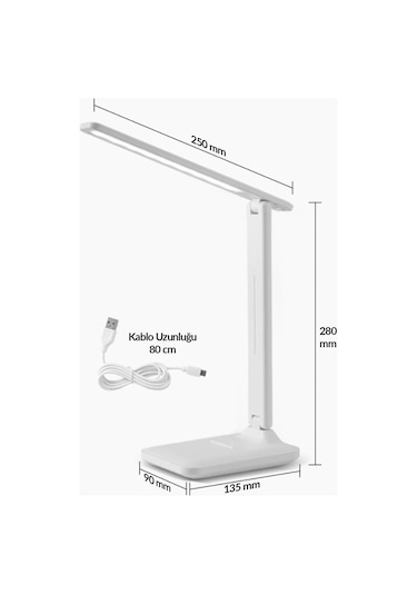 9W 3 Renk Dokunmatik Telefon Standlı Kademeli Şarjlı Masa Lambası