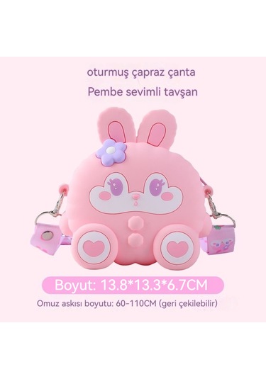 Karikatür Tavşan Silikon Çanta-pembe Pembe
