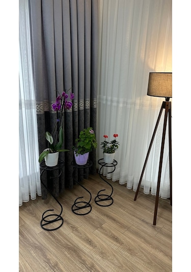 Modern Style Home 3 Lü Saksılık Çiçeklik Siyah
