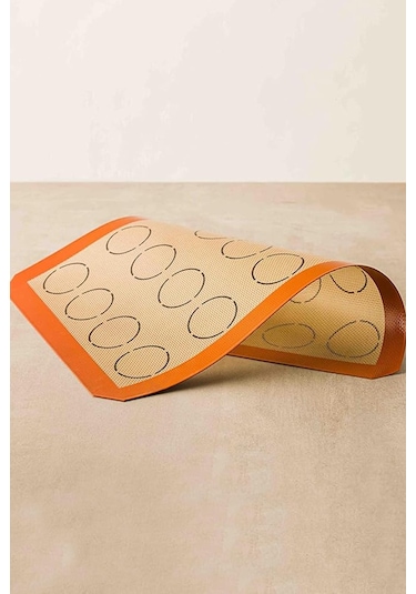 Oven Silikon Fırınlanabilir Pişirme Kağıdı 30x40 Cm Kendinden Yağlı Yıkanabilir Silpat Hamur Açma Matı Bordo - Beyaz